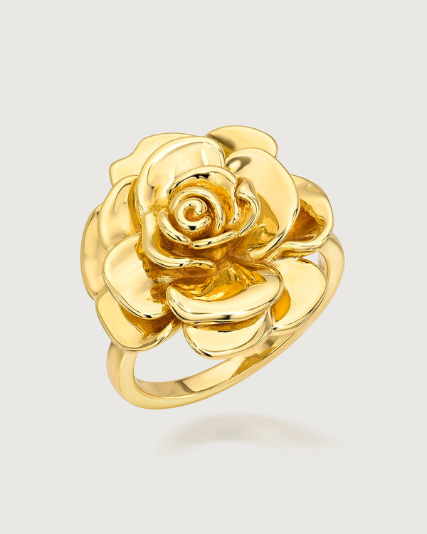 Gold rose shaped cocktail ring by Camóre