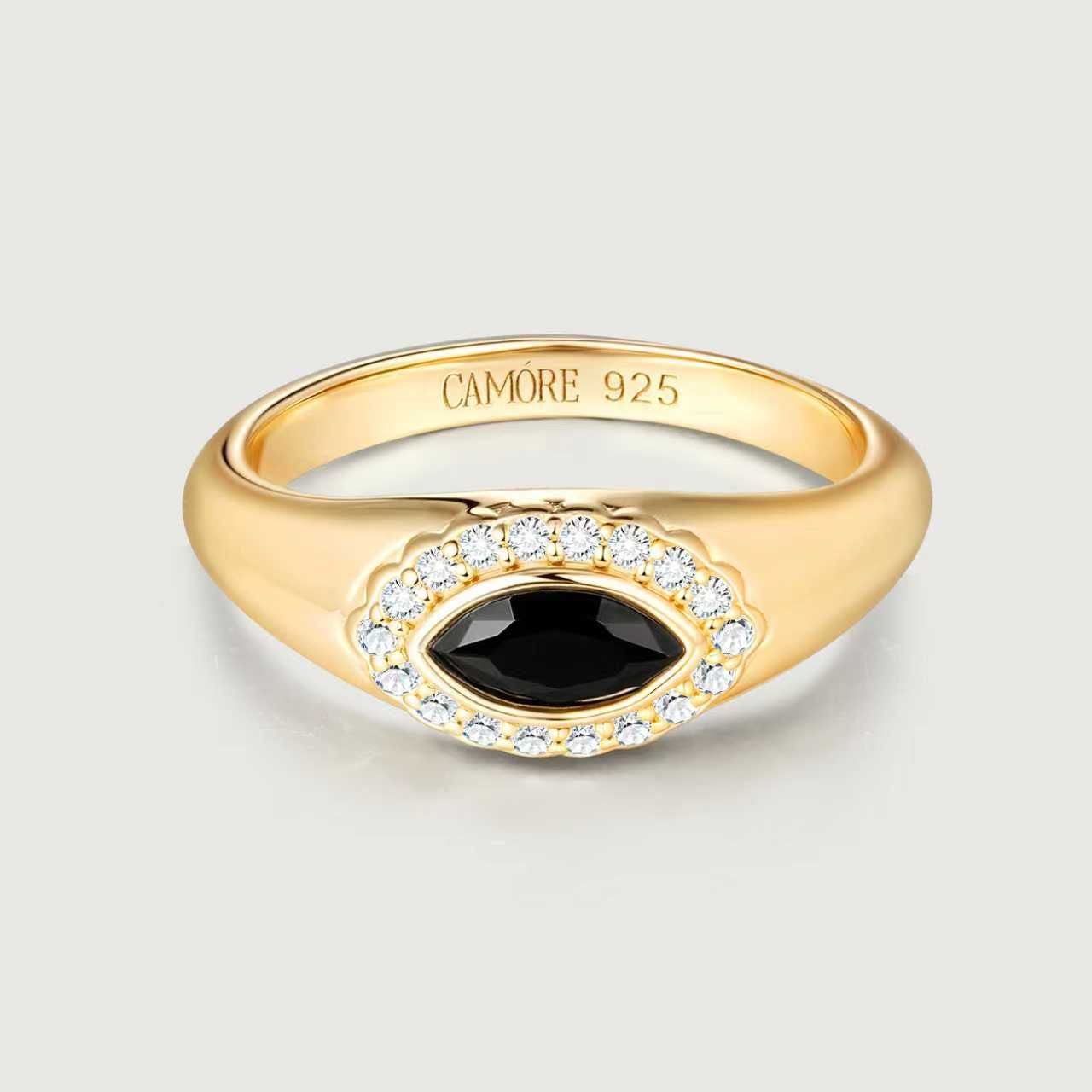 black onyx halo pinky ring