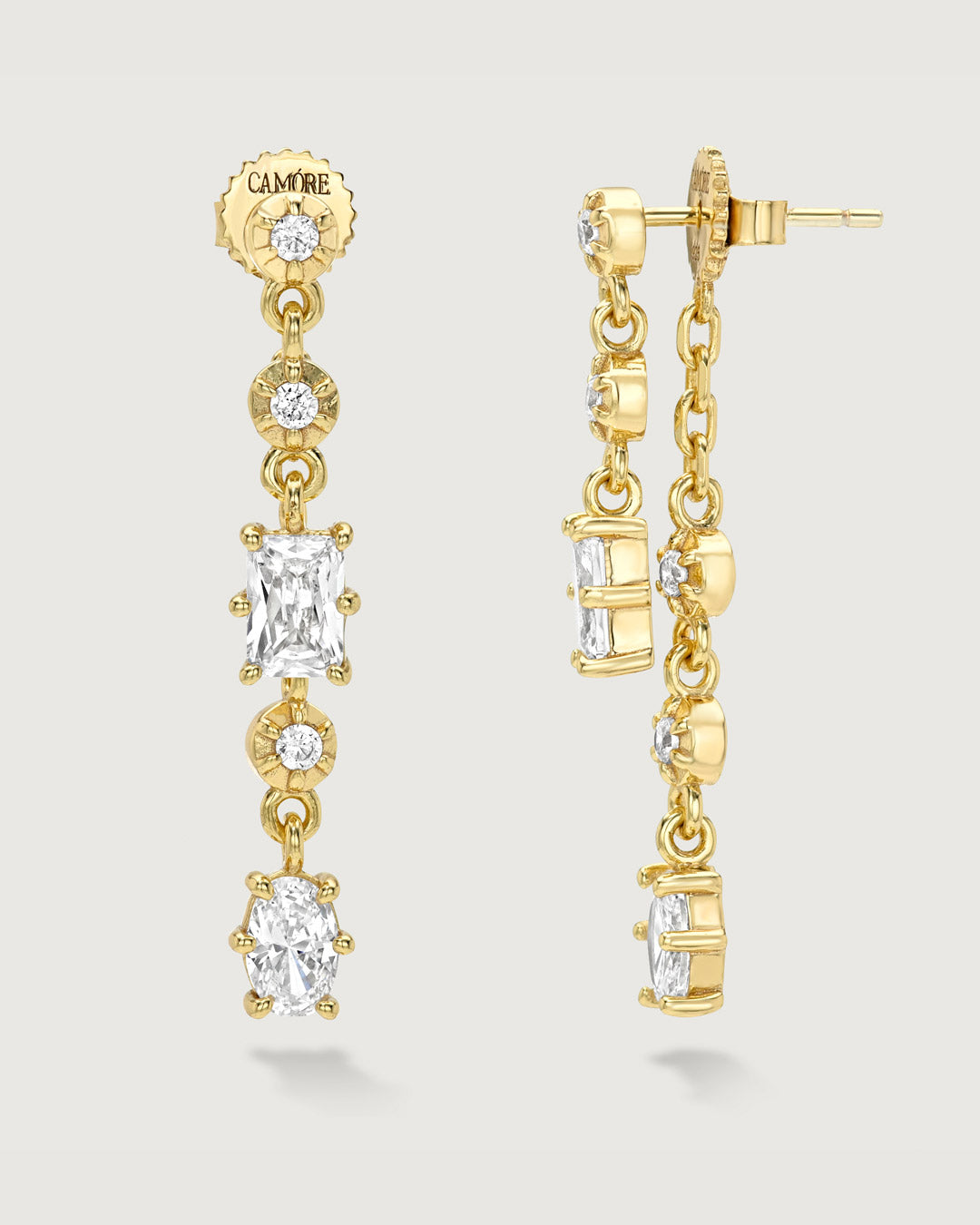 product photo featuring the mixed cut drop earrings by Camóre