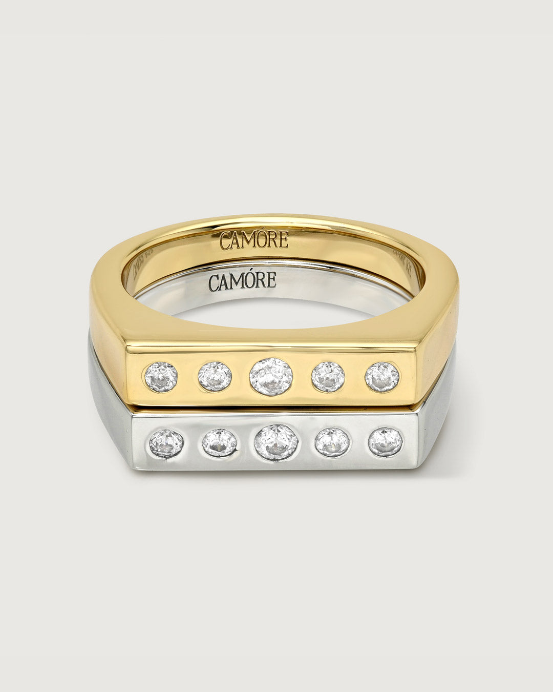 product photo of the mixed metal stacking ring set by Camóre