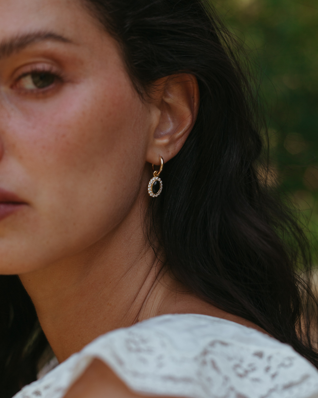 Onyx Halo Earrings