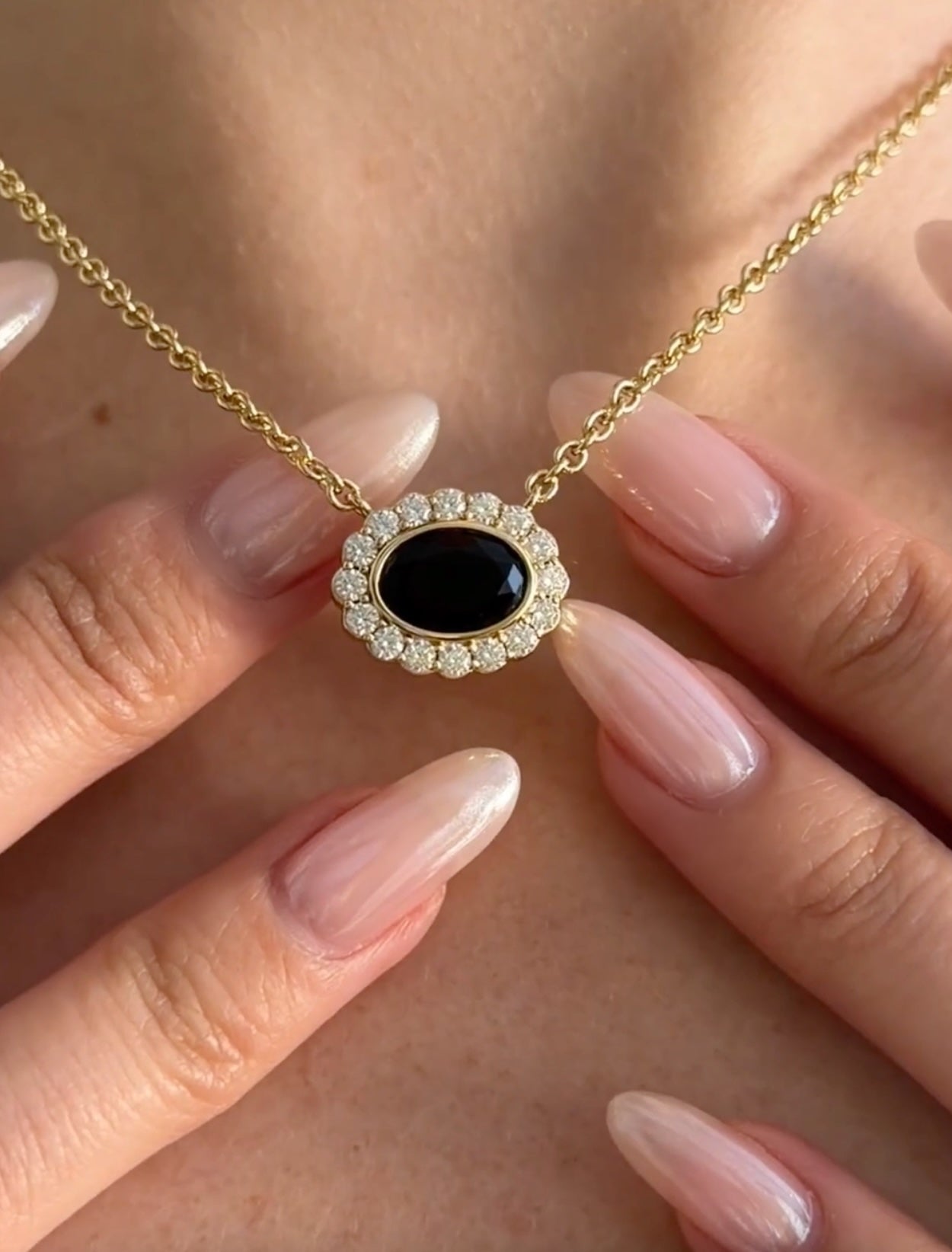 Onyx Halo Necklace